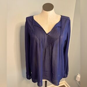 WHBM Navy Blue Sheer Top